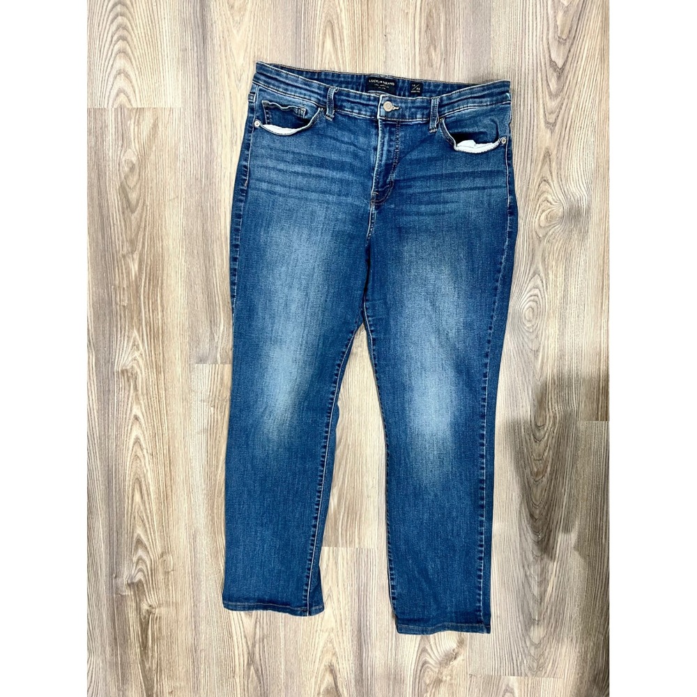 Lucky Brand Mid Rise Straight Leg Jeans Womens 16/33 Medium Wash Blue Denim